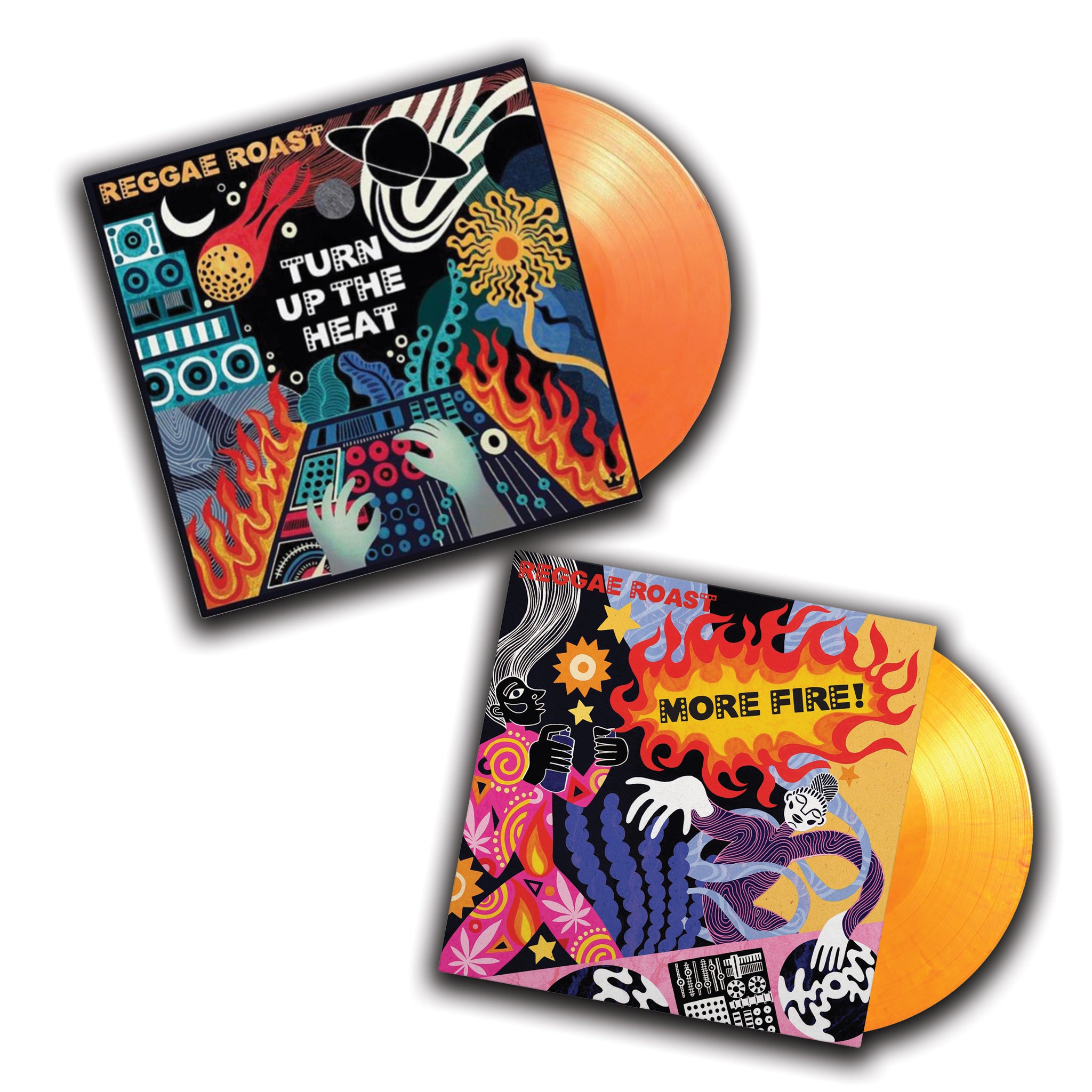 2 x Reggae Roast Vinyl LP Bundle (Both 'Turn Up The Heat' & 'More Fire!' Vinyl LPs)