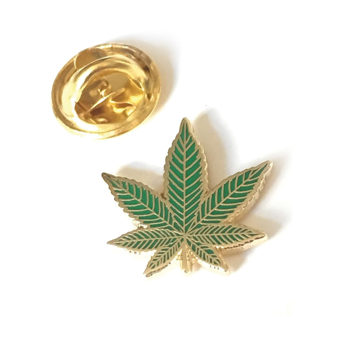 Gold Plated Herb Leaf Enamel Pin Badge